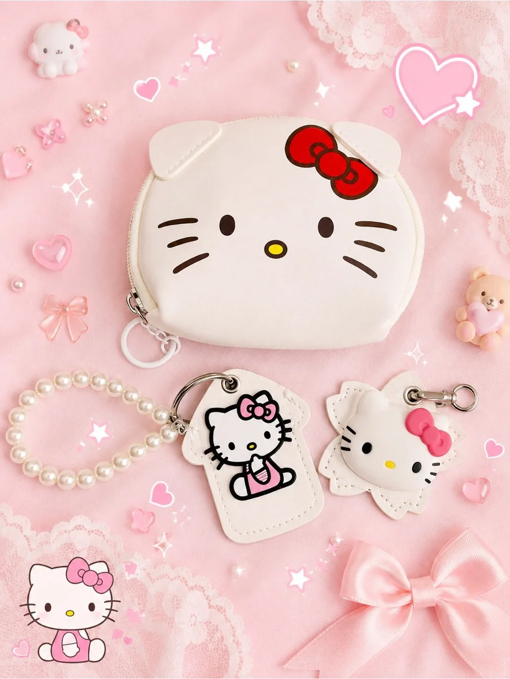 Hello Kitty Coin Purse & Interchangeable Keychain Set